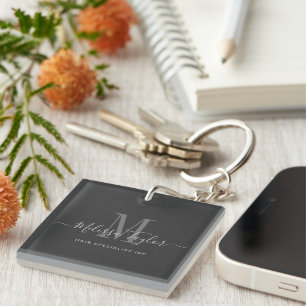 Modern Premium Black Handwritten Script  Keychain