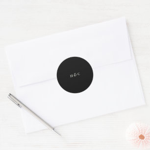 Modern Premium Black Onyx Plain Simple Wedding Classic Round Sticker