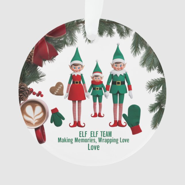 Modern Premium Elf Team Acrylic Circle Ornament  (devant)