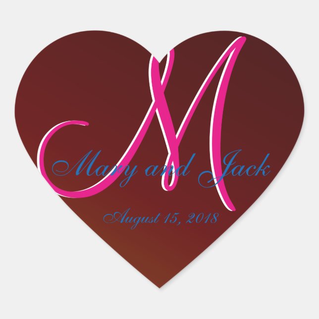 Modern Preppy 3d Monogram Earth-tone Blood Red Heart Sticker (Front)