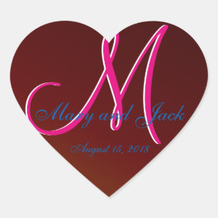Modern Preppy 3d Monogram Earth-tone Blood Red Heart Sticker