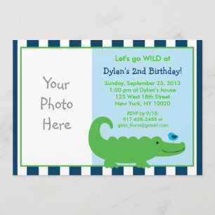 Modern Preppy Alligator Birthday Invitations