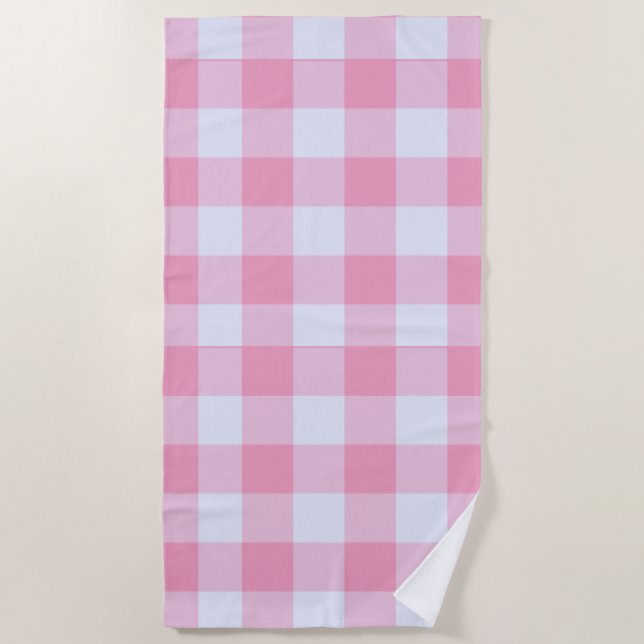 Modern Preppy Gingham Beach Towel (Front)
