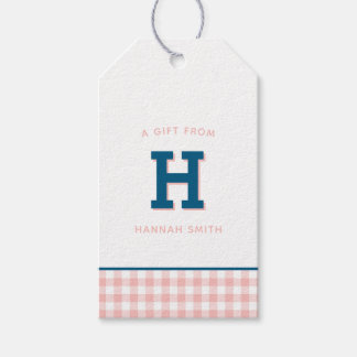 Modern Preppy Monogram and Gingham Gift Tags