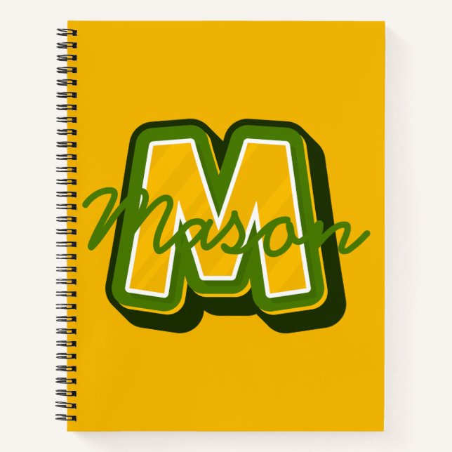 Modern Preppy Monogram Boy Notebook | Mason (Front)