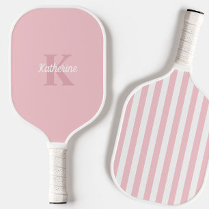 Modern Preppy Pastel Pink Monogrammed Feminine Pickleball Paddle