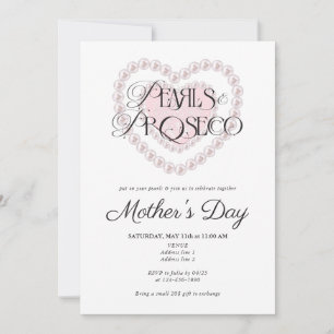 Modern Preppy Pearls & Prosecco Mother's Day Party Invitation