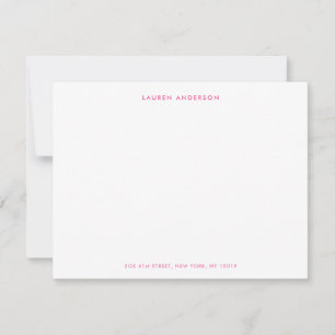Modern Preppy Pink Personalized Flat Card