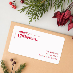 Modern Preppy Red Merry Christmas Label