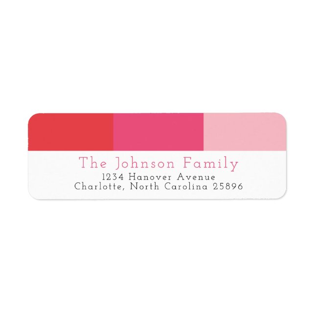 Modern Preppy Red Pink Stripe Return Address (Front)