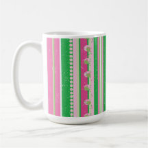 Modern Preppy Stripes Pink, Green, White