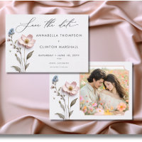 Modern Pressed Pastel Wildflowers Wedding Photo