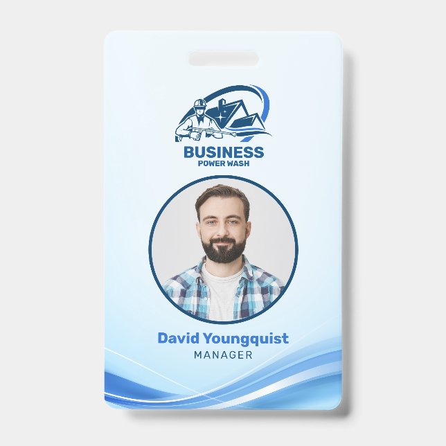 Modern Pressure Washing Power Wash House Cleaning Badge (Front)