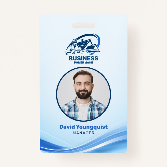 Modern Pressure Washing Power Wash House Cleaning Badge (Front)