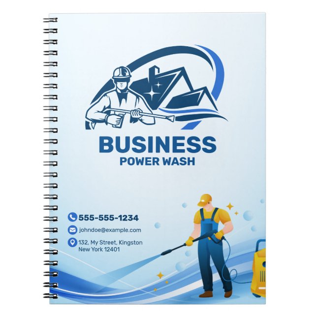 Modern Pressure Washing Power Wash House Cleaning Notebook (Front)