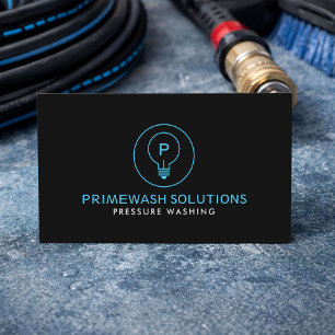 Modern Pressure Washing Service Black Business Card