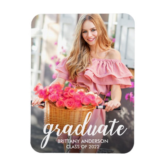 Modern Pretty Calligraphy Graduation Announcement Magnet (Vertical)