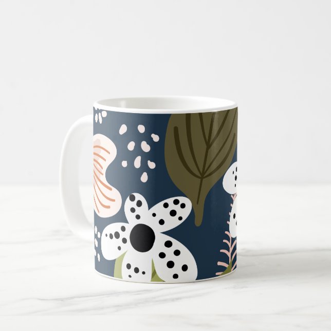 Modern Pretty Foliage Floral Pattern Coffee Mug (Front Left)