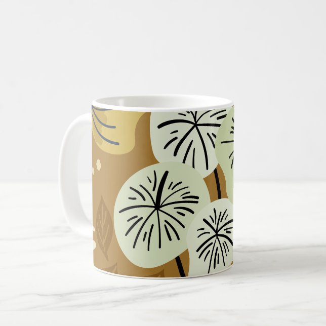 Modern Pretty Foliage Floral Pattern Coffee Mug (Front Left)