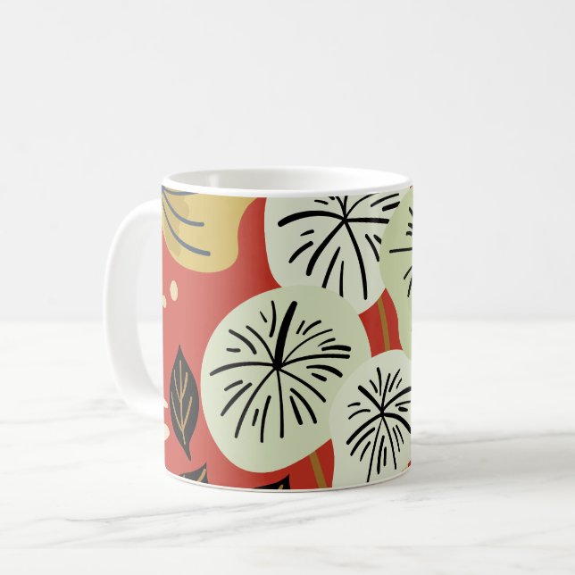 Modern Pretty Foliage Floral Pattern Coffee Mug (Front Left)