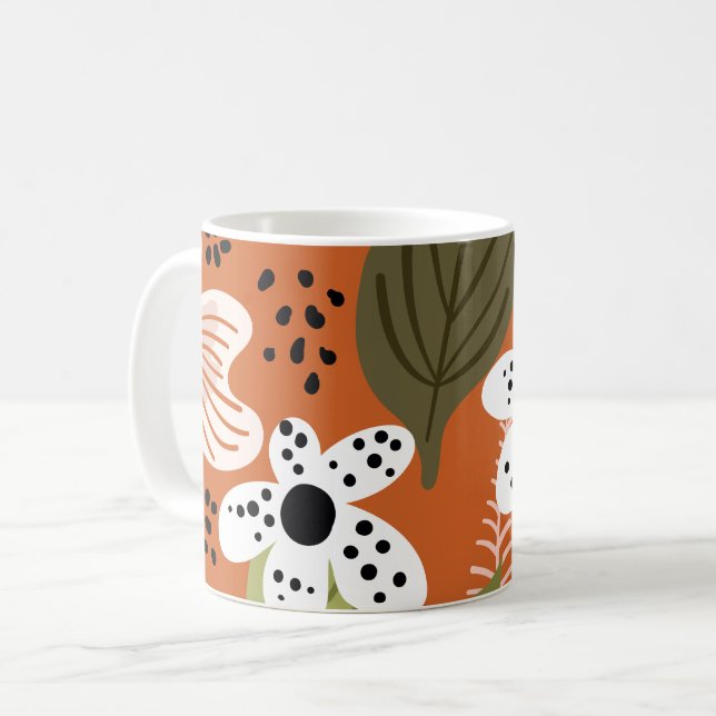Modern Pretty Foliage Floral Pattern Coffee Mug (Front Left)