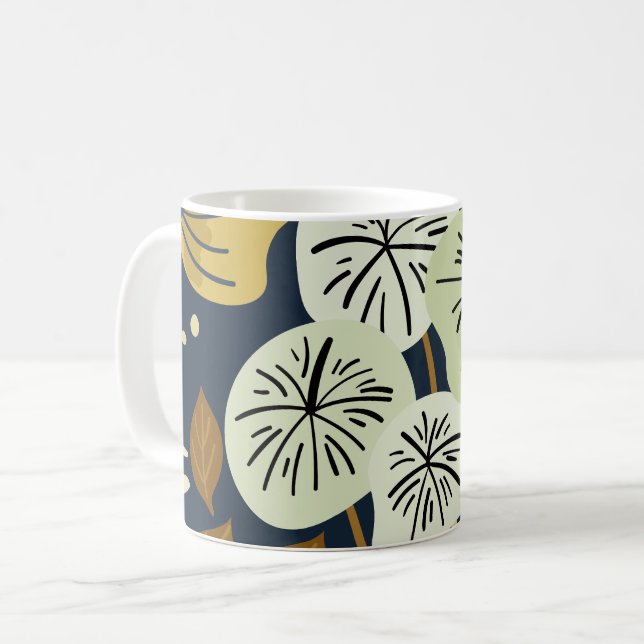 Modern Pretty Foliage Floral Pattern Coffee Mug (Front Left)