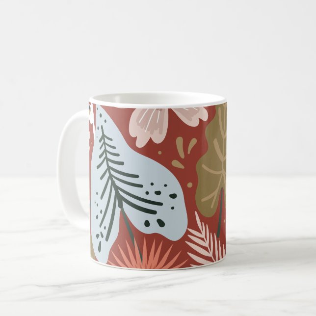 Modern Pretty Foliage Floral Pattern Coffee Mug (Front Left)