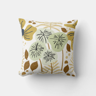 Modern Pretty Foliage Floral Pattern Throw Pillow