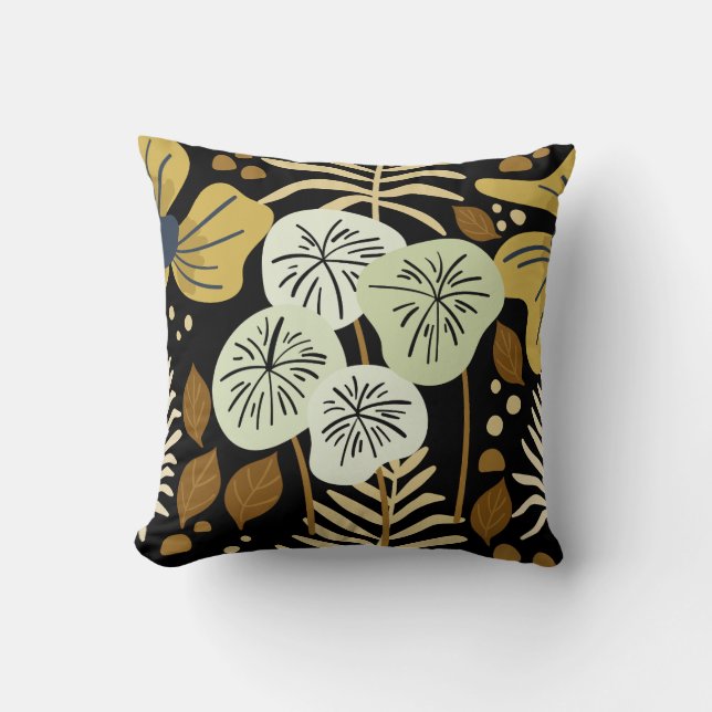 Modern Pretty Foliage Floral Pattern Throw Pillow (Front)