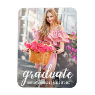 Modern Pretty Graduation Announcement Photo Magnet