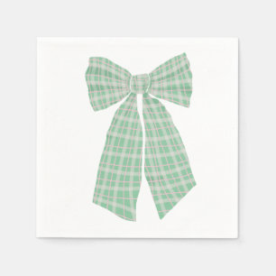 Modern Pretty Green Gingham Romantic Coquette Bow Napkin