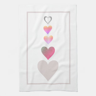 Modern Pretty Hearts Cute Simple Kitchen Towel