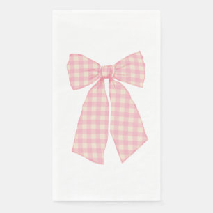 Modern Pretty Pink Gingham Romantic Coquette Bow Napkin