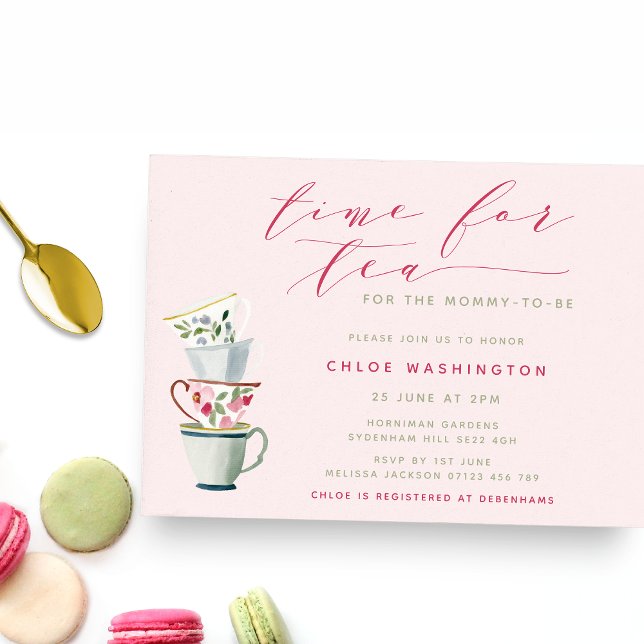 Modern Pretty Tea Cups Baby Shower Tea Party Invitation (Creator Uploaded)