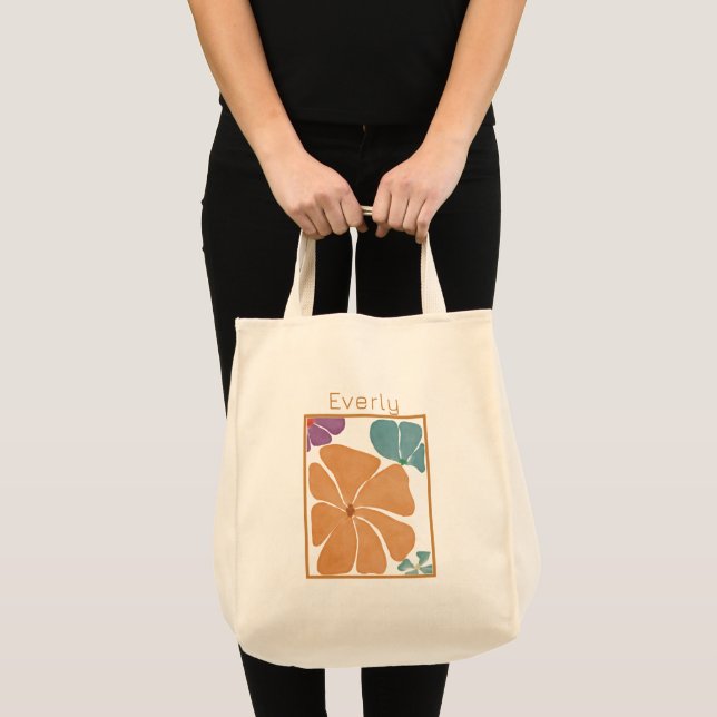 Modern Pretty Watercolor Floral Tote Bag (Front (Product))