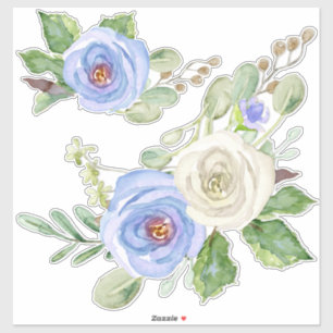 Modern Pretty Watercolor Sky Blue Roses Floral