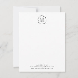 Modern Pretty Wreath Handwritten Monogram Initials Card