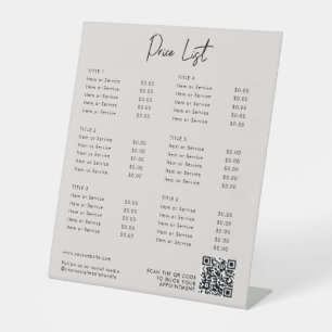 Modern Price List Menu QR Code Social Media  Pedestal Sign