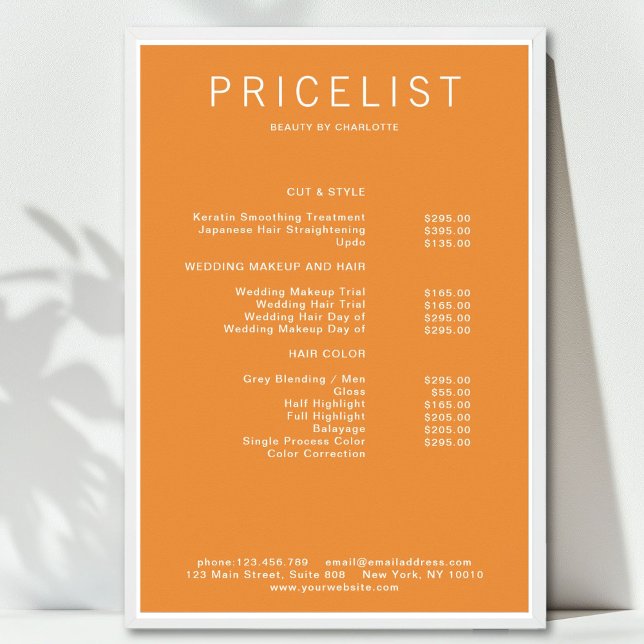 Modern,  price list Poster (Modern, price list Poster)