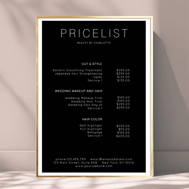 Modern,  price list Poster (Modern, price list Poster)