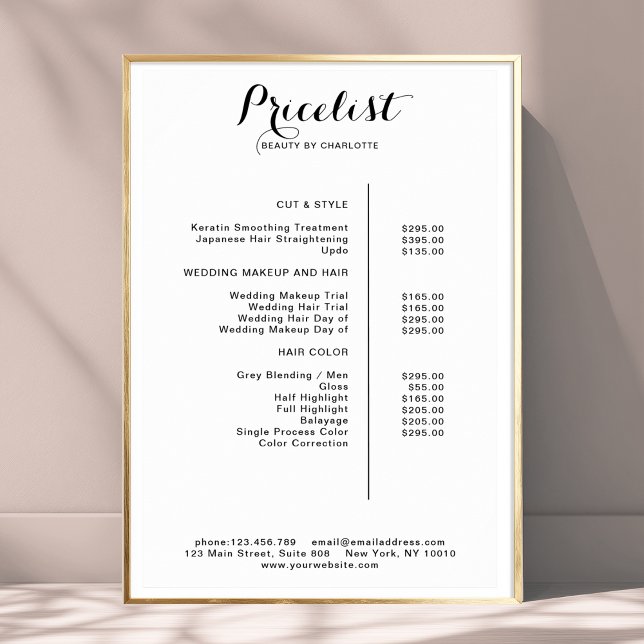 Modern,  price list Poster (Modern, price list Poster)