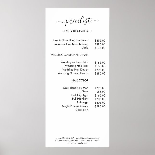 Modern Pricelist Poster (Front)
