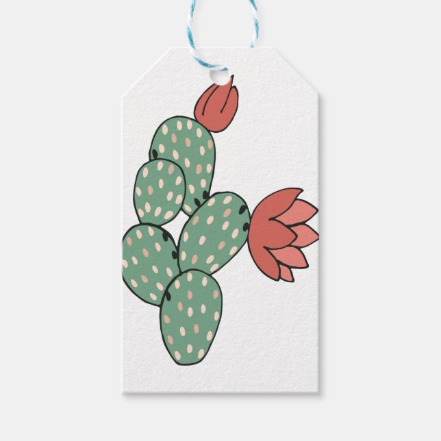 Modern Prickly Pear Cactus Gift Tags (Front)