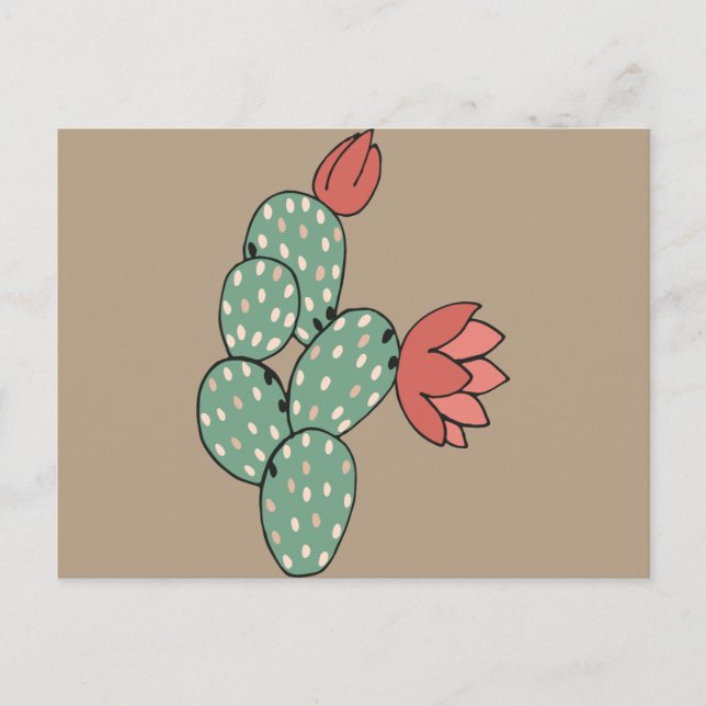 Modern Prickly Pear Cactus Postcard (Front)
