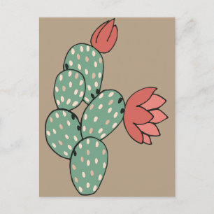 Modern Prickly Pear Cactus Postcard