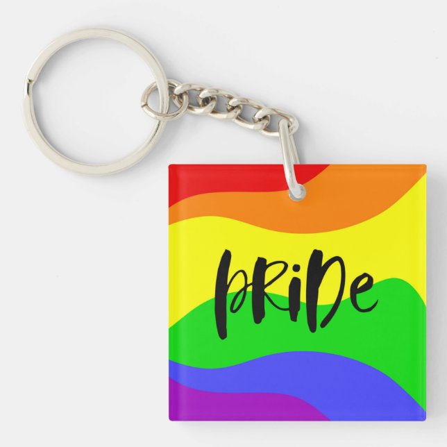 Modern Pride Rainbow Keychain (Front)