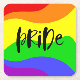 Modern Pride Rainbow Square Paper Coaster