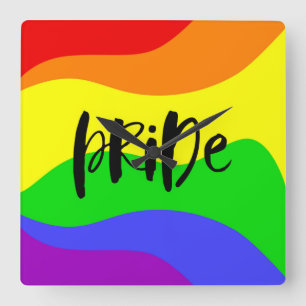 Modern Pride Rainbow Square Wall Clock