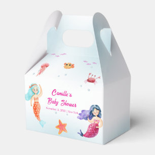 Modern Princess Mermaid Ocean Coral Baby Shower  Favor Box