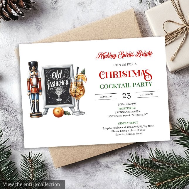 Modern printable Christmas cocktails party invite (Modern printable Christmas cocktails party invitation

)